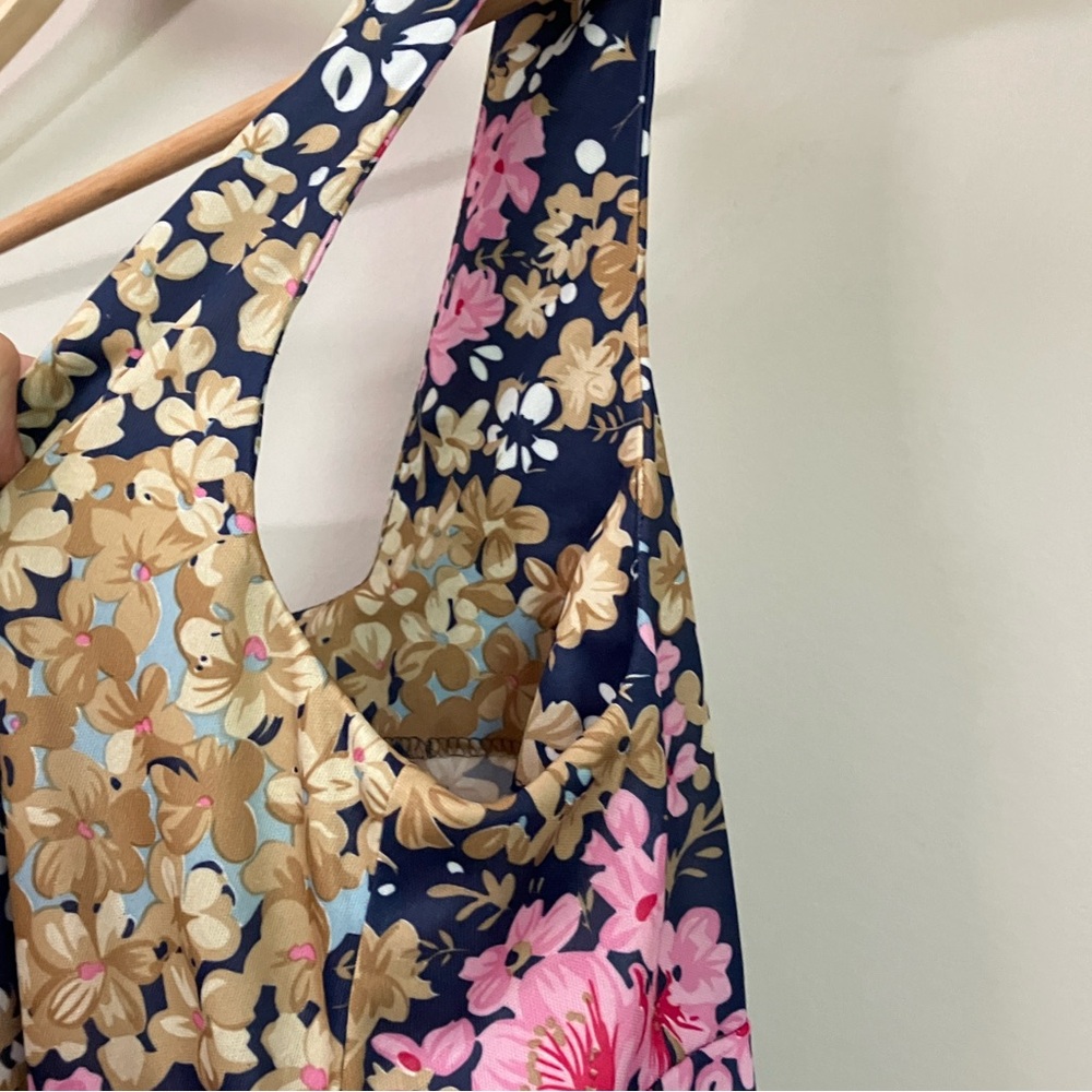 Vintage dress 70s 80s D’Allairds floral print square neck women’s size large - Picture 9 of 16